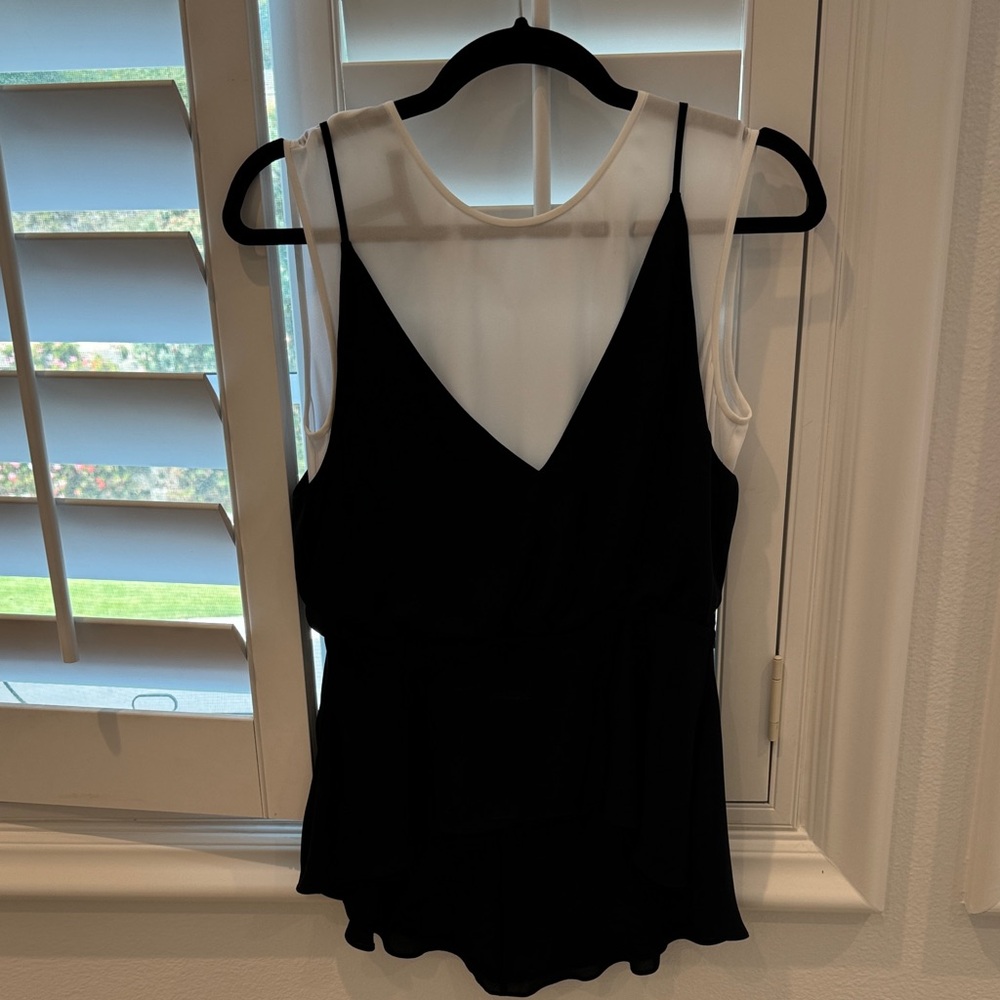 Bcbgmaxazria Black and White Sleeveless Romper